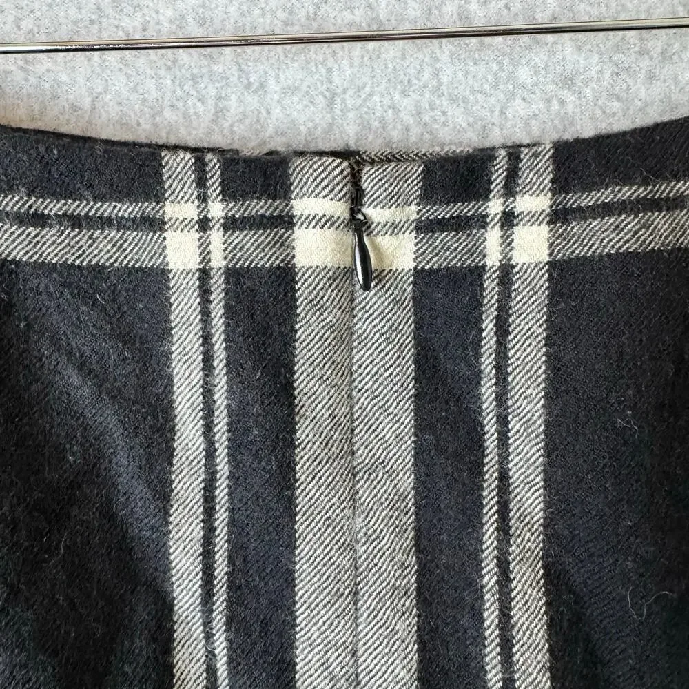 Casual Corner Skirt Women's Wool Maxi Plaid Black Dark Academia Preppy Pencil